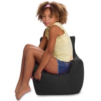 Posh Creations Bean Bag Structured Seat For Toddlers And Kids, Comfy Chair For Children, Pasadena, Black