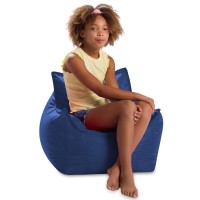 Posh Creations Bean Bag Chair Structured Comfy Seat Use For Gaming, Reading And Watching Tv, Newport, Navy