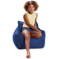 Posh Creations Bean Bag Chair Structured Comfy Seat Use For Gaming, Reading And Watching Tv, Newport, Navy