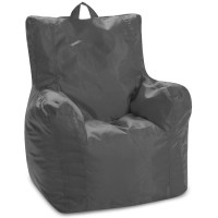 Posh Creations Bean Bag Structured Seat For Toddlers And Kids, Comfy Chair For Children, Pasadena, Charcoal Gray