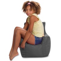 Posh Creations Bean Bag Structured Seat For Toddlers And Kids, Comfy Chair For Children, Pasadena, Charcoal Gray