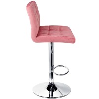 Modern Square Adjustable Bar Stools With Back,Set Of 2,Counter Height Swivel Stool (Velvet Pink)