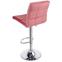 Modern Square Adjustable Bar Stools With Back,Set Of 2,Counter Height Swivel Stool (Velvet Pink)