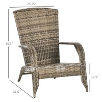 Outsunny Patio Wicker Adirondack Chair Outdoor Allweather Rattan Fire Pit Chair Wsoft Cushions Tall Curved Backrest And Comf