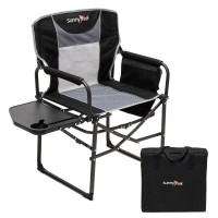 Sunnyfeel Camping Directors Chair, Heavy Duty,Oversized Portable Folding Chair With Side Table, Pocket For Beach, Fishing,Trip,Picnic,Lawn,Concert Outdoor Foldable Camp Chairs (Orange-2Set)