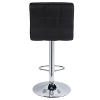 Modern Square Pu Leather Adjustable Bar Stools With Back, Set Of 2,Counter Height Swivel Stool By Leopard ( Velvet Black)