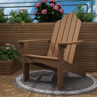 Lue Bona Adirondack Chair Weather Resistant Brown Outdoor Patio Chair Adirondack Chairs With Cup Holder 300Lbs Modern Adirond