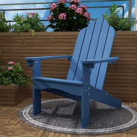 Lue Bona Adirondack Chair Weather Resistant Navy Blue Outdoor Patio Chair Adirondack Chairs With Cup Holder 300Lbs Modern Adi