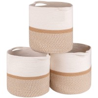 Voten 13X13 Storage Cubes Baskets Bins For 13X13 Cube Organizer/Shelving,Woven Baskets For Storage/Organizing,Cloth Closet Organizing Basket Bin 3 Packs,12.6X12.6?? Off White/Mixed Camel