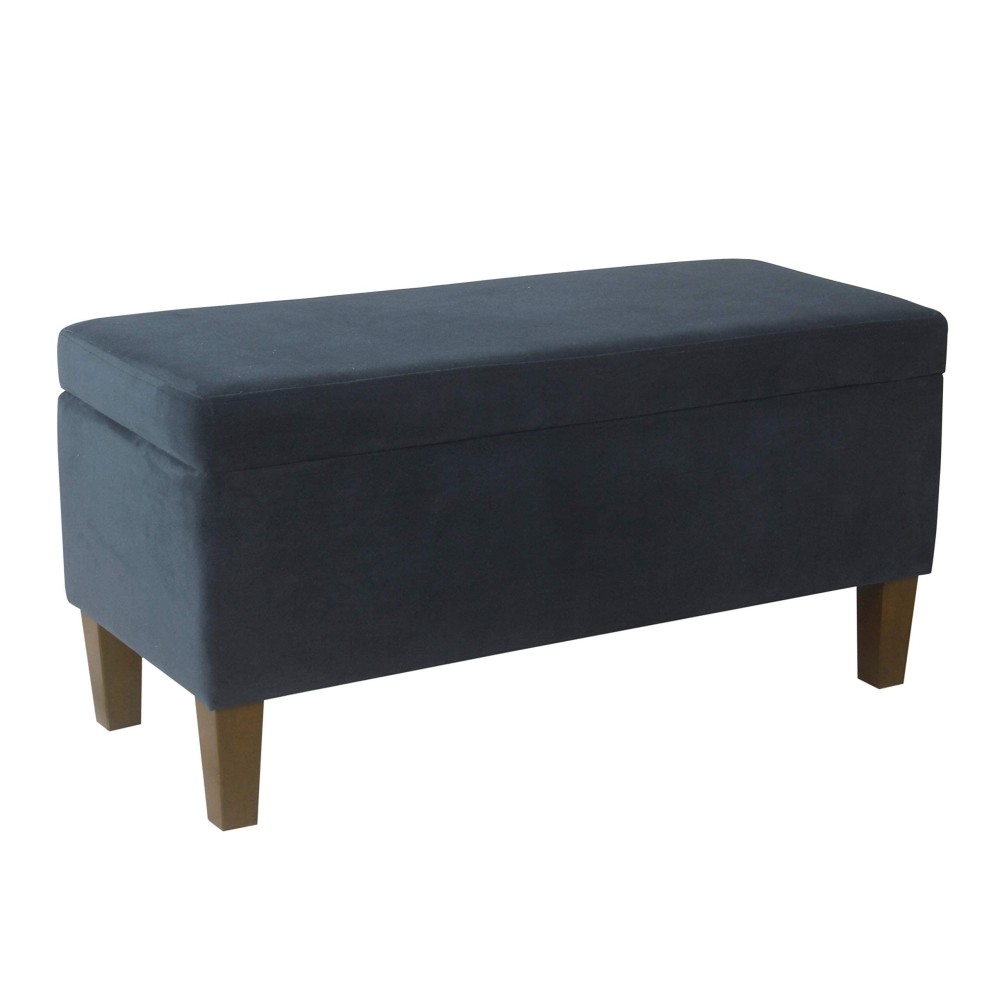 Homepop Large Upholstered Rectangular Storage Ottoman Bench With Hinged Lid, Navy