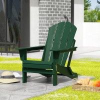 Westintrends Outdoor Adirondack Chair  Plastic Fire Pit Chair  Weather Resistant Folding Patio Lawn Chair For Outside Deck Garden Backyard Balcony  Dark Green