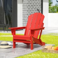 Westintrends Outdoor Adirondack Chair  Plastic Fire Pit Chair  Weather Resistant Folding Patio Lawn Chair For Outside Deck Garden Backyard Balcony  Red