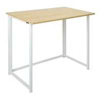 Leopard Outdoor Products Folding Computer Desk For Small Spaces, Space-Saving Home Office Desk, Foldable Computer Table, Laptop Table, Writing Desk, Compact Study Reading Table (White/Nordic Walnut)