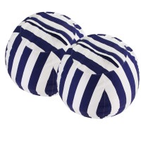 Miaowater 2 Pcs Stuffed Animal Storage Bean Bag Chair Cover, Cotton Canvas Beanbag With Zipper For Organizing Kid'S And Adults Room Vertical Stripe Blue 24