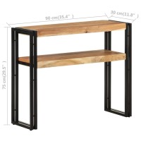 vidaXL Console Table, Entryway Table with Iron Legs, Narrow Side Table with Shelf, Living Room Furniture, Industrial, Solid Wood Acacia