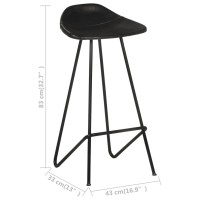 vidaXL Bar Stools 2 pcs Black Real Leather