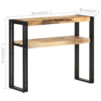 vidaXL Console Table, Entryway Table with Iron Legs, Narrow Side Table with Shelf, Living Room Furniture, Industrial, Solid Wood Mango