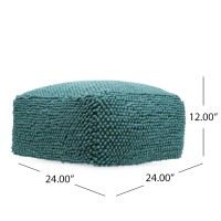 Stene Boho Handcrafted Tufted Fabric Square Pouf, Teal(D0102H5LRAX)