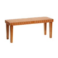 Deco 79 Wood Home Bench Woven Entryway Bench, Bedroom Bench 45