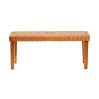 Deco 79 Wood Home Bench Woven Entryway Bench, Bedroom Bench 45