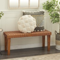 Deco 79 Wood Home Bench Woven Entryway Bench, Bedroom Bench 45