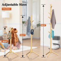 Z&L House Coat Rack Freestanding, Pure Natural Solid Wooden Coat Tree, 8 Hooks And Adjustable Height Floor Hanger, Used In The Bedroom Living Room Office To Hang Clothes, Hats, Bags