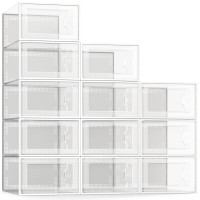 See Spring Xlarge Shoe Storage Box Fit Size 11 Clear Plastic Stackable Shoe Organizer For Closet Space Saving Foldable Shoe R