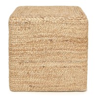 Redearth Cube Pouf Foot Stool Ottoman - Jute Braided Pouffe Poof Accent Sitting Footrest For The Living Room, Bedroom, Nursery, Patio, Lounge & Other Rooms In The Home (14.5??14.5??16?? Natural)