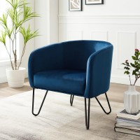 Parkway Velvet Accent Chair NavyMatte Black