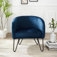 Parkway Velvet Accent Chair NavyMatte Black