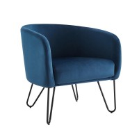 Parkway Velvet Accent Chair NavyMatte Black