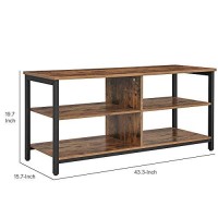 Benjara 43 Inches Wood And Metal Tv Stand With 4 Shelves, Brown And Black