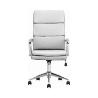 Benjara 43 Inch Leatherette Office Chair With 5 Star Base, White