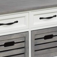 Benjara 3 Drawer Wooden Storage Bench With Plinth Base, Gray, White