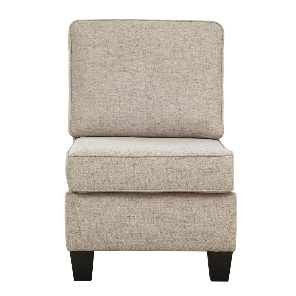 Benjara Fabric Upholstered Armless Chair With Welt Trim, Beige