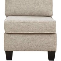 Benjara Fabric Upholstered Armless Chair With Welt Trim, Beige