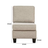 Benjara Fabric Upholstered Armless Chair With Welt Trim, Beige