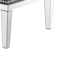 Benjara Mirror Inlay Coffee Table With Faux Crystal Accents, Silver