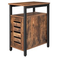 Benjara 197 Inches Louvered Door Wooden Side Table, Brown And Black