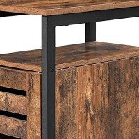 Benjara 197 Inches Louvered Door Wooden Side Table, Brown And Black