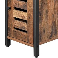 Benjara 197 Inches Louvered Door Wooden Side Table, Brown And Black