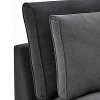 Benjara Low Profile Fabric Upholstered Armless Chair With Reversible Back, Gray