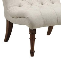 Benjara Rolled Back Armless Design Accent Chair With Button Tufting, Gray