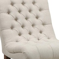 Benjara Rolled Back Armless Design Accent Chair With Button Tufting, Gray