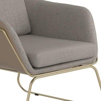 Benjara Fabric Accent Chair With Angled Sled Base, Gray, Gold