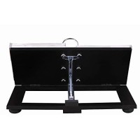 Benjara Wooden Panel Catalogue Stand With Metal Clips And Round Feet, Black