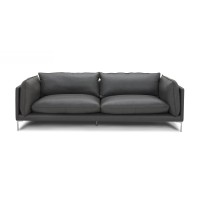 18 Inch Leather Sofa with Chrome Bracket Legs, Gray