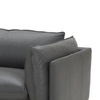 18 Inch Leather Sofa with Chrome Bracket Legs, Gray