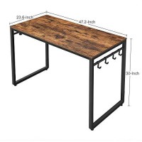 Benjara Bm233365 47 In. Wooden Computer Desk With Metal Frame, Brown & Black