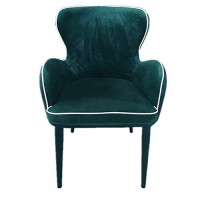 Benjara Wingback Fabric Dining Chair With Piping Detailed Edges, Green